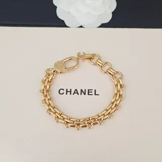 Chanel Double Chain Gold-Tone CC Turn-Lock Bracelet