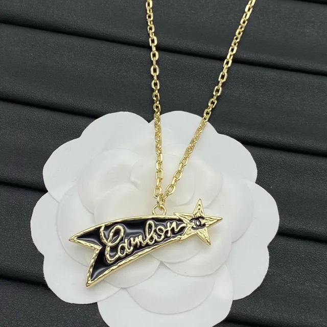 Chanel Chaîne Dorée Noire Chaîne Émaillée Ruban Pendentif Collier 5