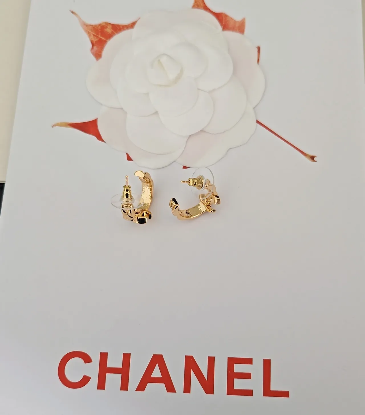 Chanel Gold Black Metal Interlocking CC Logo Earrings 2