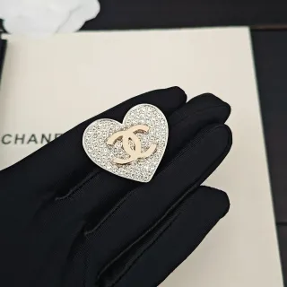 Chanel Heart Brooch Silver Gold Crystal-Encrusted Brooch