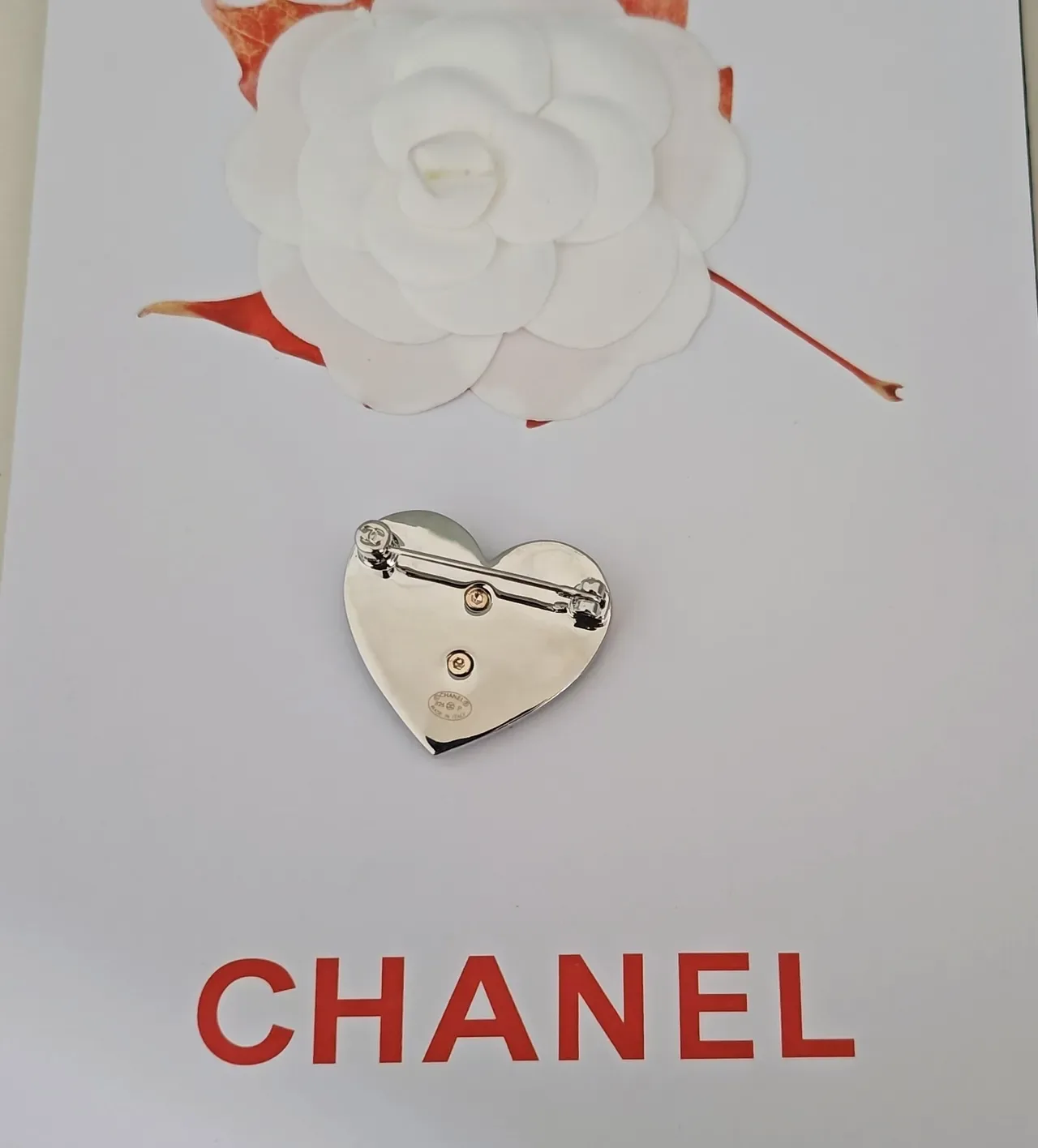 Chanel Heart Brooch Silver Gold Crystal-Encrusted Brooch 2