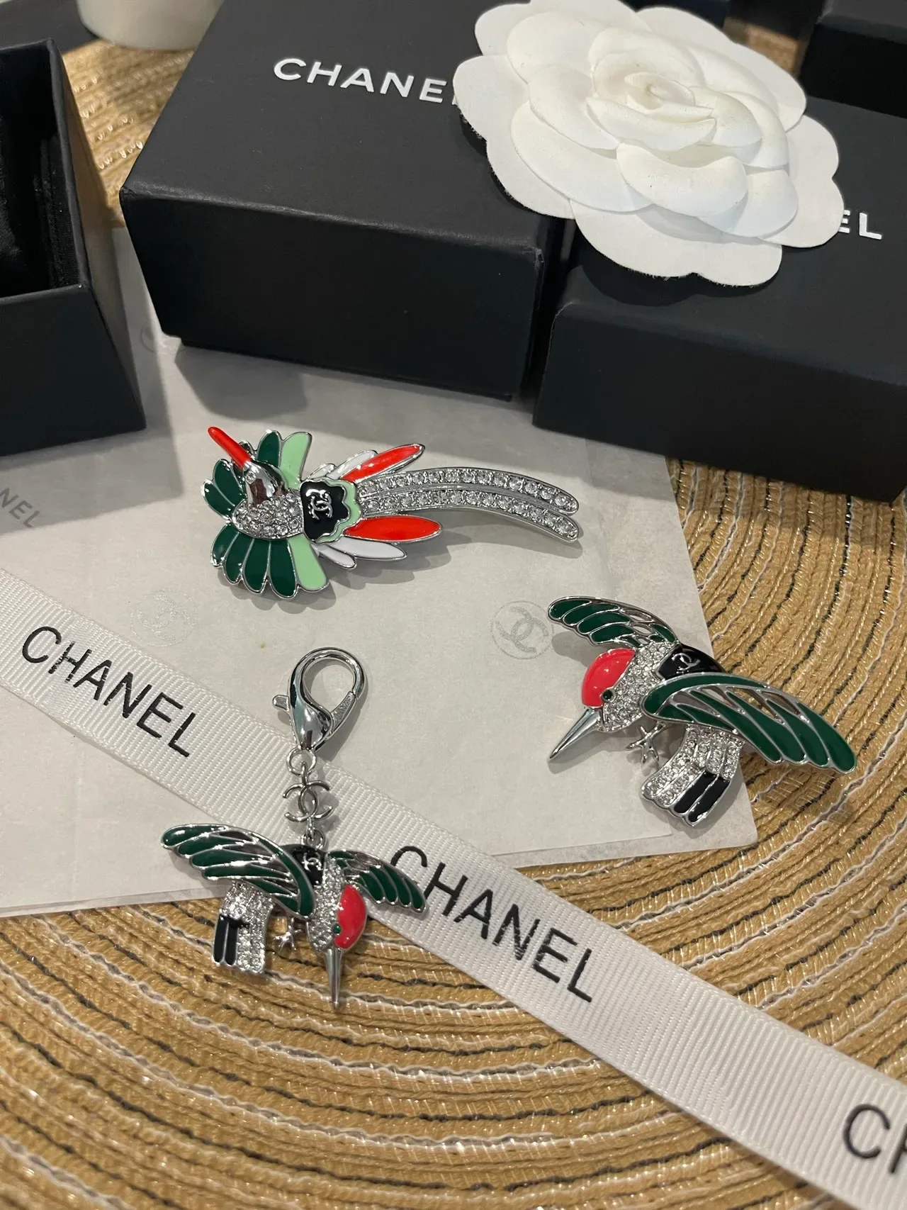 Chanel Hummingbird Brooch Multicolor Enamel Crystal-Tail Brooch 3