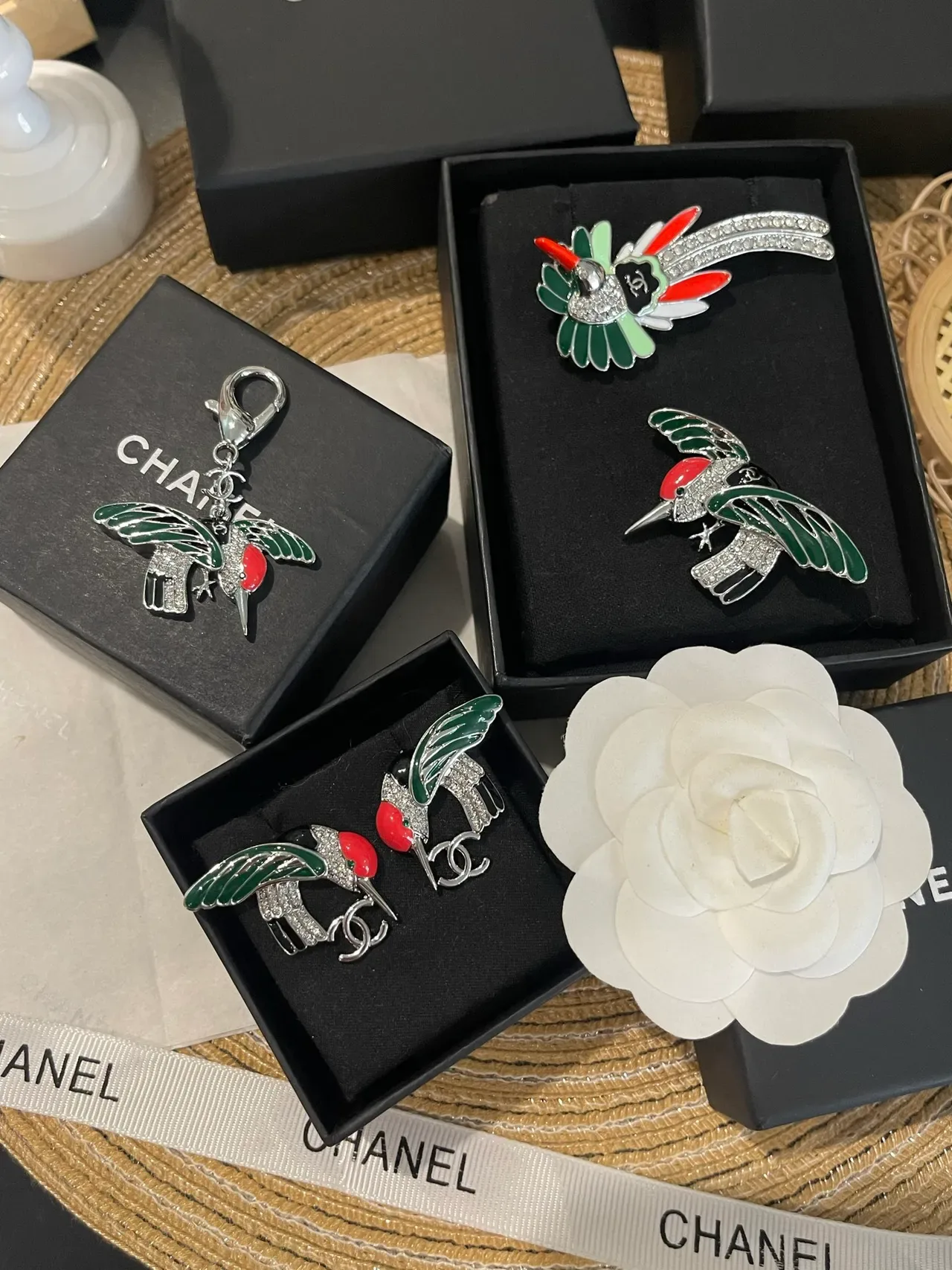 Chanel Hummingbird Brooch Multicolor Enamel Crystal-Tail Brooch 4