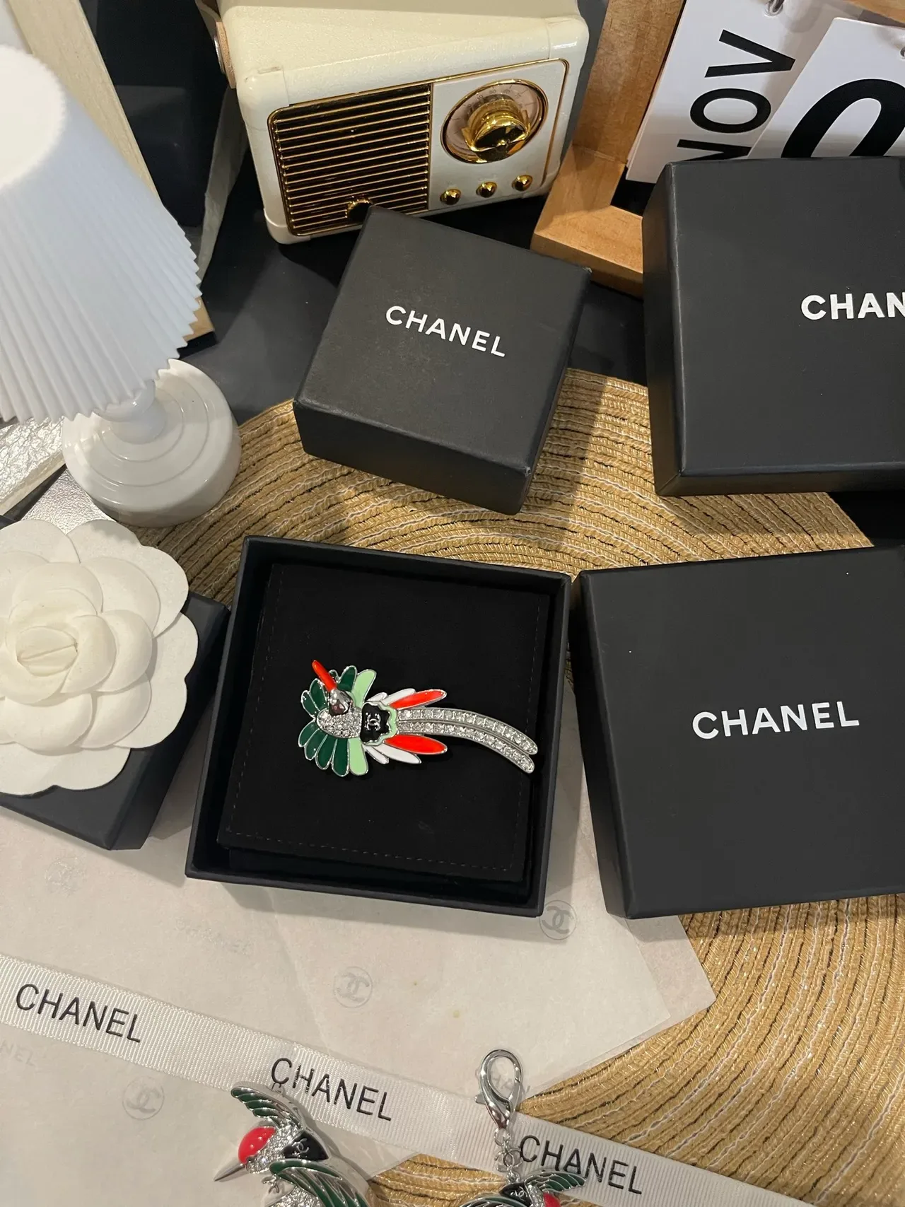 Chanel Hummingbird Brooch Multicolor Enamel Crystal-Tail Brooch 7
