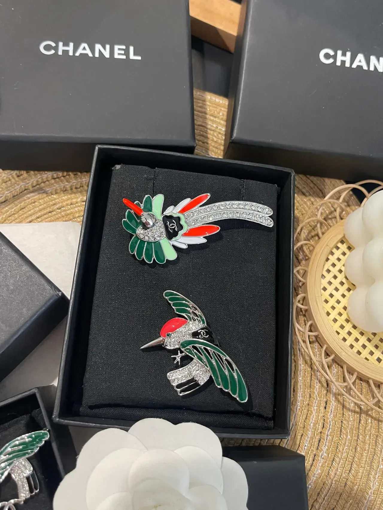 Chanel Hummingbird Brooch Multicolor Enamel Crystal-Tail Brooch 8