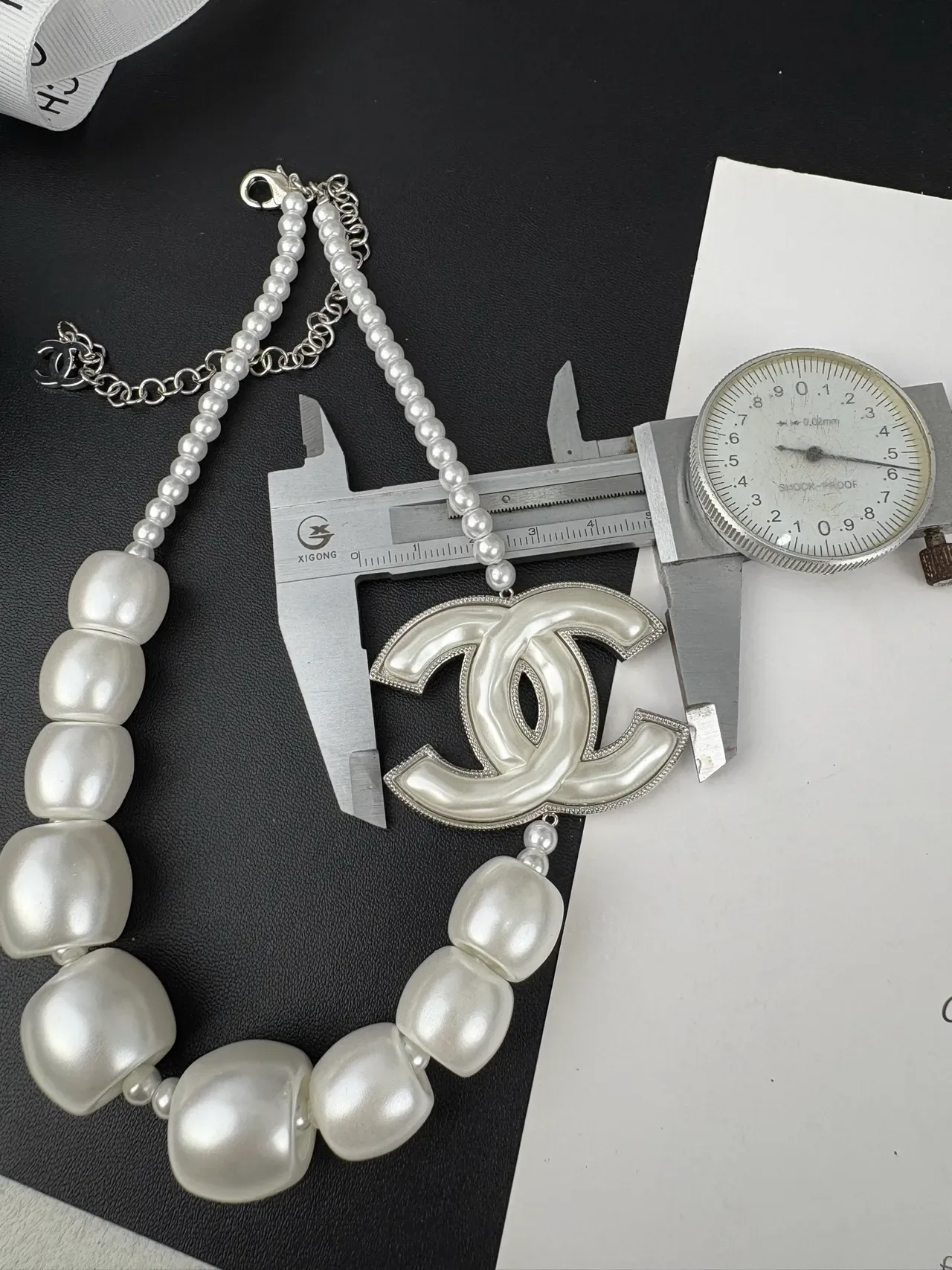 Chanel Pearl Beaded CC Logo Pendant Necklace 4