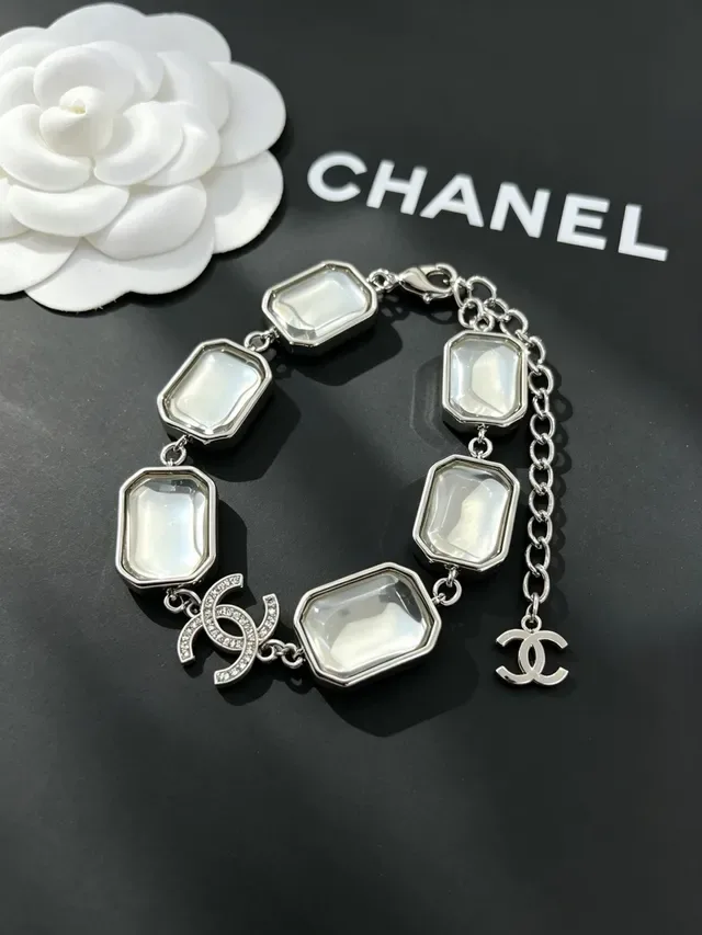 Chanel Rectangular Cabochon and CC Charm Bracelet 6