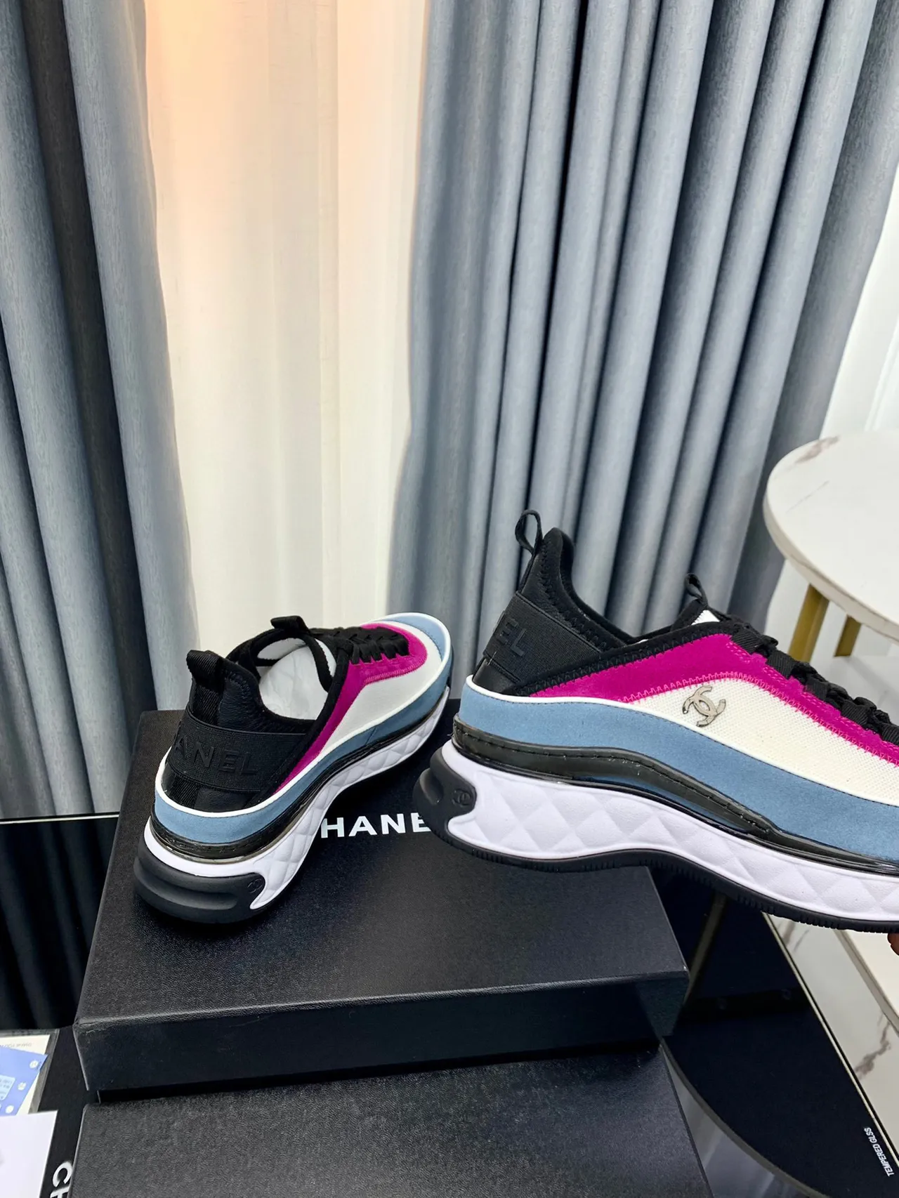 Chanel Runway Sneakers Multicolor Color-Blocked Quilted Midsole Chunky Sneakers 5