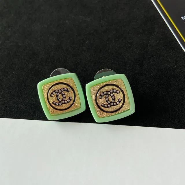 Chanel Square Clip-On Yellow Gold Resin Frame Earrings 3