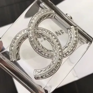 Chanel Transparent Silver Crystal-Pavé Interlocking CC Logo Handbag