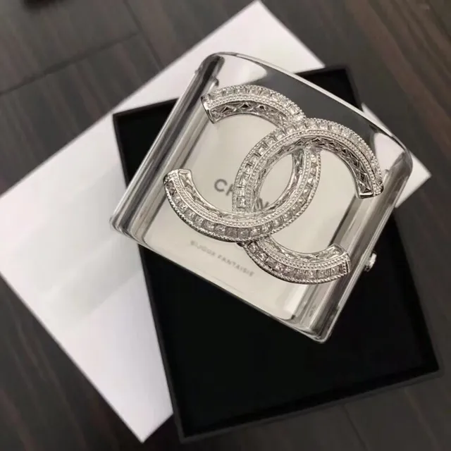 Chanel Transparent Silver Crystal-Pavé Interlocking CC Logo Handbag 4