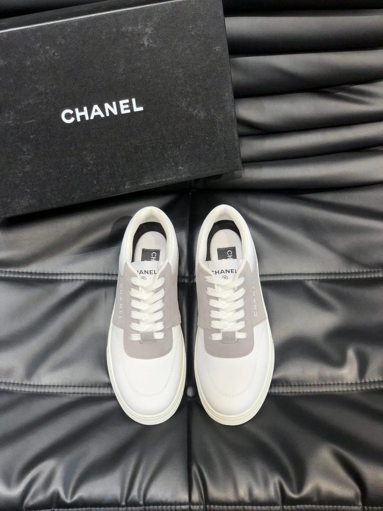 Chanel Two-Tone White and Gray Lifestyle Sneakers 2