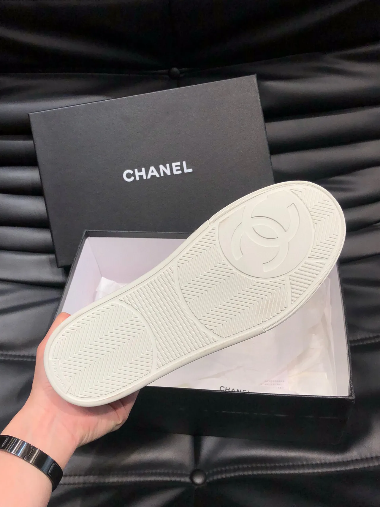 Chanel Two-Tone White and Gray Lifestyle Sneakers 9