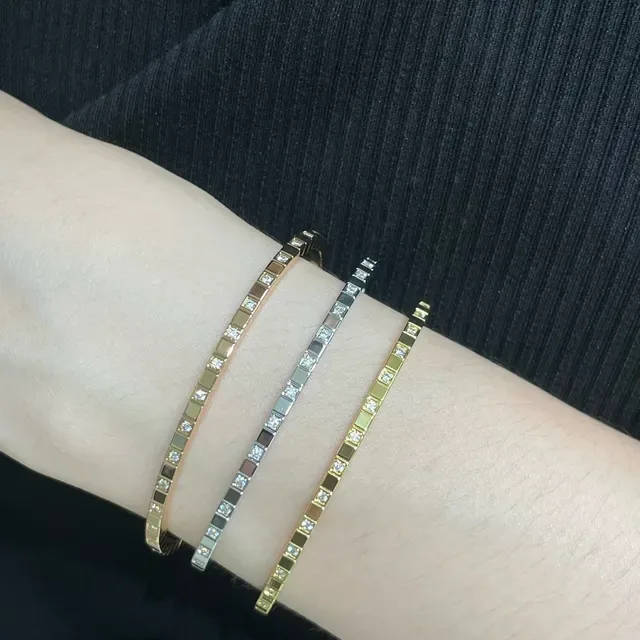Chopard Geometric Pavé-Set White Metal Bangle Bracelet 9