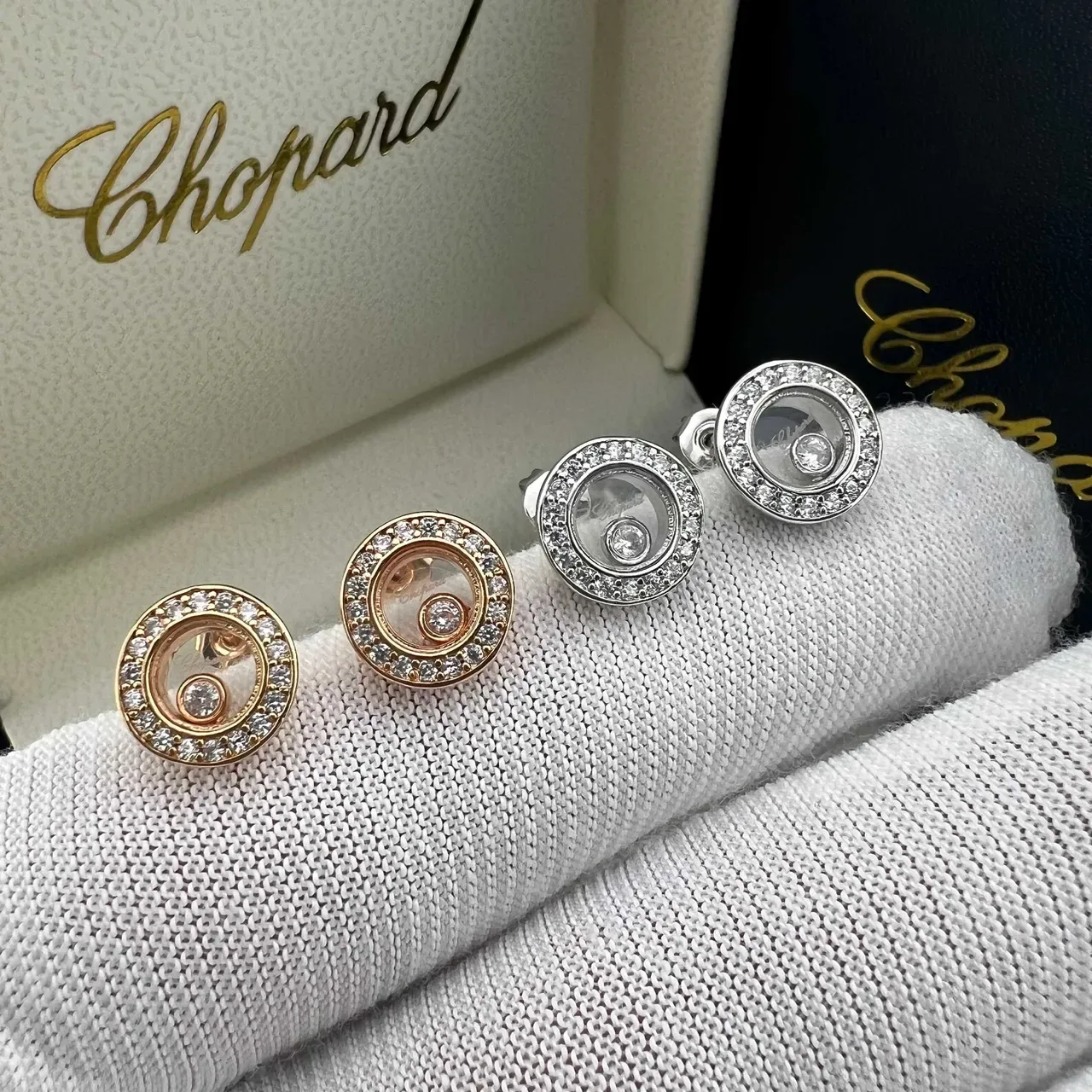 Chopard 快乐钻石 Pavé 钻石 光环 悬浮钻石 耳环 4