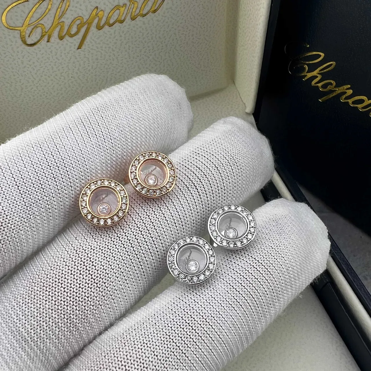Chopard 快乐钻石 Pavé 钻石 光环 悬浮钻石 耳环 5