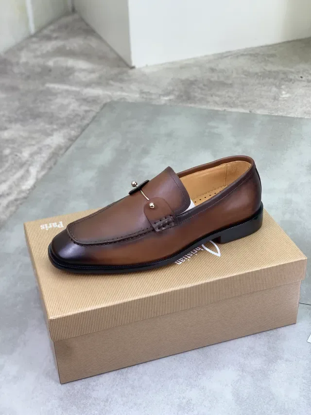 Christian Louboutin Horsebit Loafer Brown Leather Square Toe Loafers 4