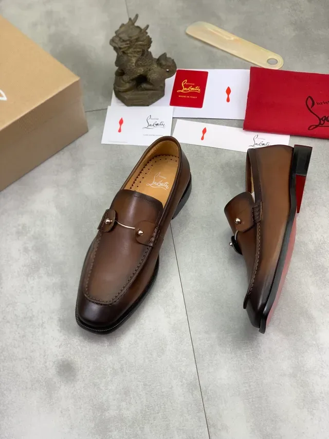 Christian Louboutin Horsebit Loafer Brown Leather Square Toe Loafers 5