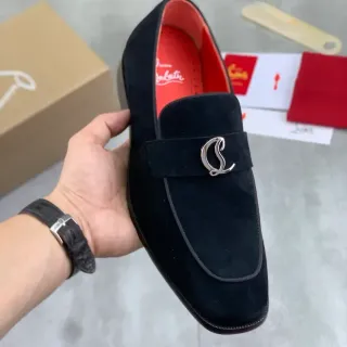 Christian Louboutin Penny Loafer Black Suede Red Sole Loafers
