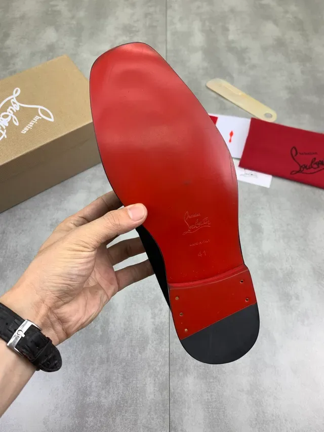 Christian Louboutin Penny Loafer Black Suede Red Sole Loafers 3