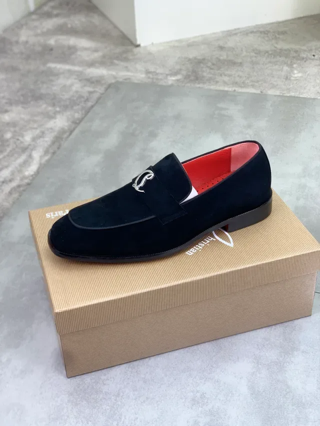 Christian Louboutin Penny Loafer Black Suede Red Sole Loafers 5