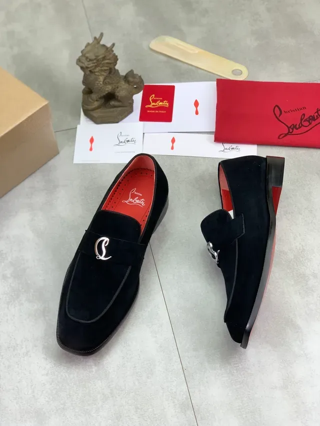Christian Louboutin Penny Loafer Black Suede Red Sole Loafers 6