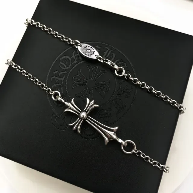 Chrome Hearts Cross and Daisy Tag bracelets chaîne ton argenté 1