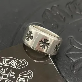 Chrome Hearts ক্রস কাটআউট ওয়াইড ব্যান্ড আংটি