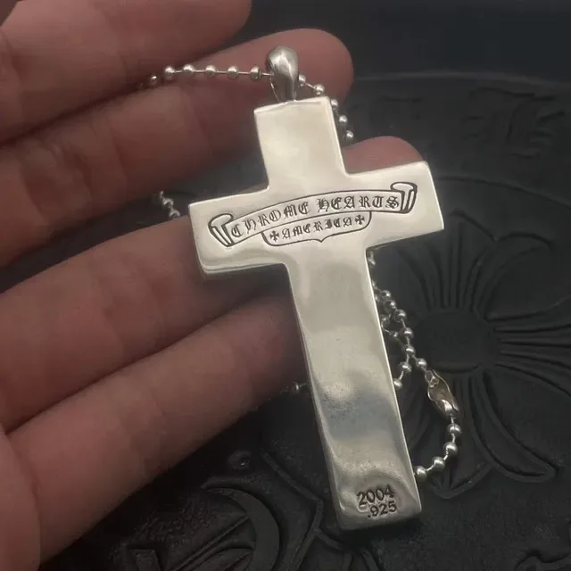 Chrome Hearts क्रॉस पेंडेंट सिल्वर बॉल चेन नेकलेस 3