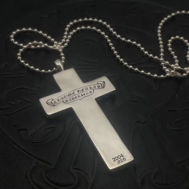 Chrome Hearts क्रॉस पेंडेंट सिल्वर बॉल चेन नेकलेस 4