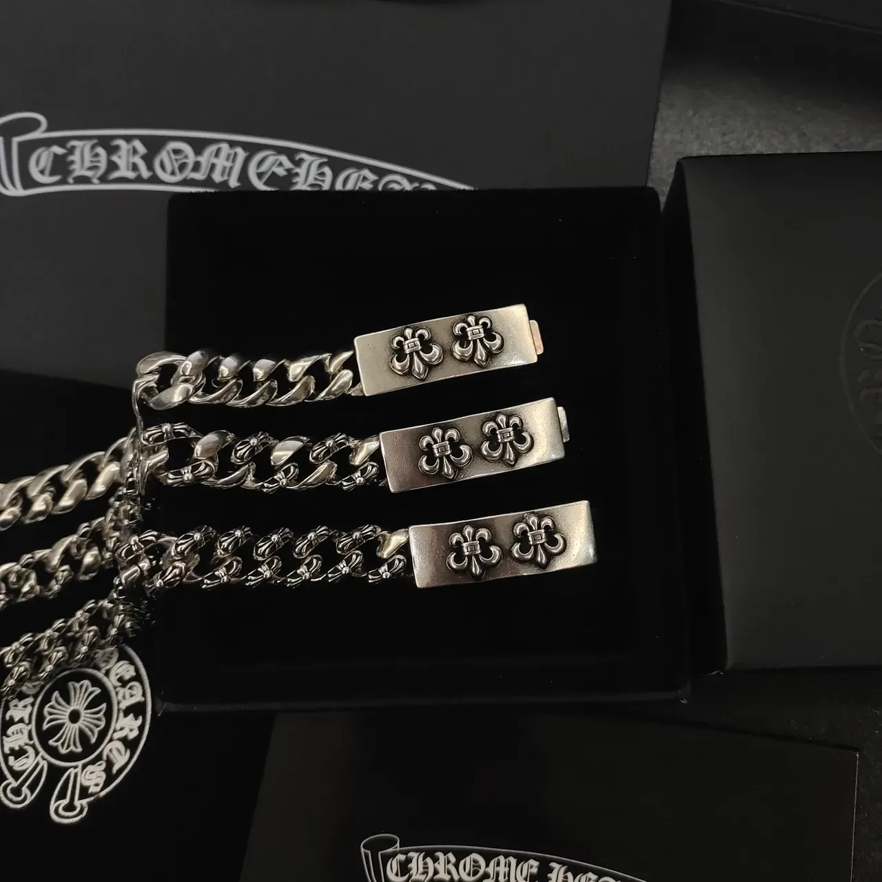 Chrome Hearts Curb Chain Fleur-de-Lis Plaque Bracelet 2