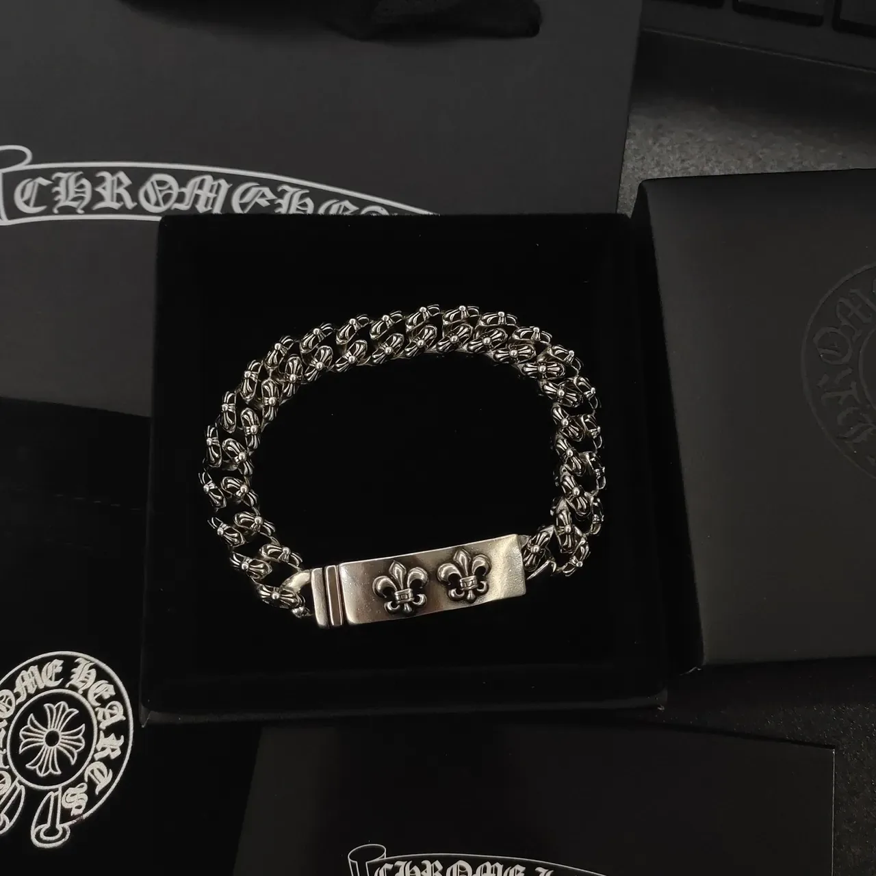 Chrome Hearts Curb Chain Fleur-de-Lis Plaque Bracelet 3