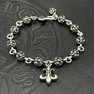 Chrome Hearts Fleur de Lis Bracelet Oxidized Silver Bracelet