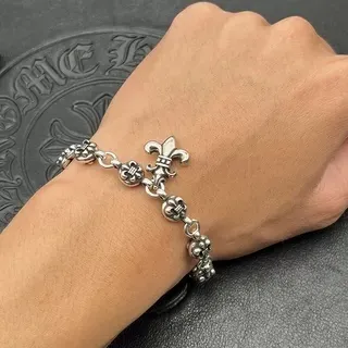 Chrome Hearts Fleur de Lis Pulsera Plata Oxidada 5