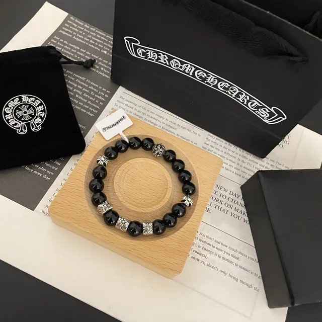 Chrome Hearts फ्लोरल क्रॉस मोती कलाई का हार 2