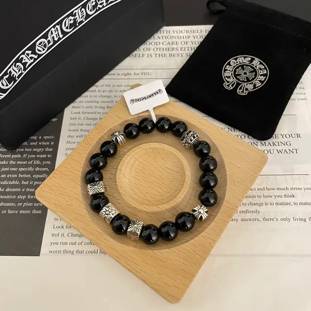Chrome Hearts फ्लोरल क्रॉस मोती कलाई का हार 3