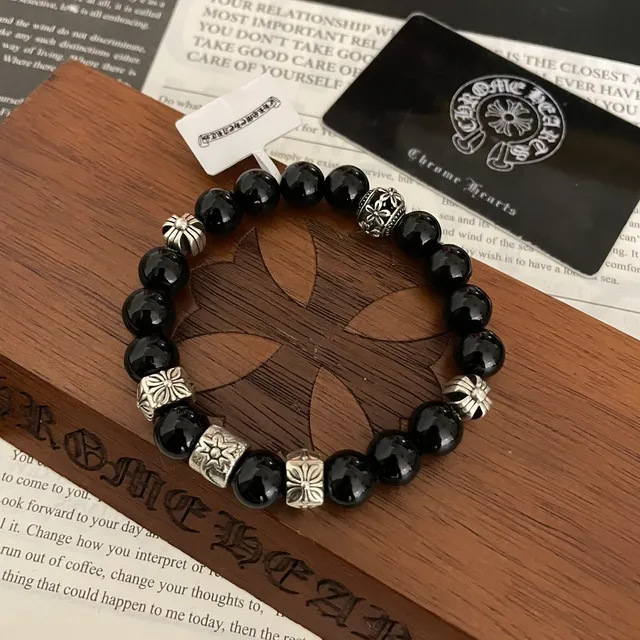 Chrome Hearts फ्लोरल क्रॉस मोती कलाई का हार 4