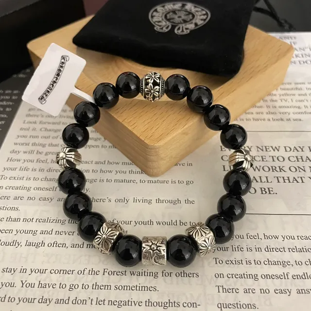 Chrome Hearts फ्लोरल क्रॉस मोती कलाई का हार 5