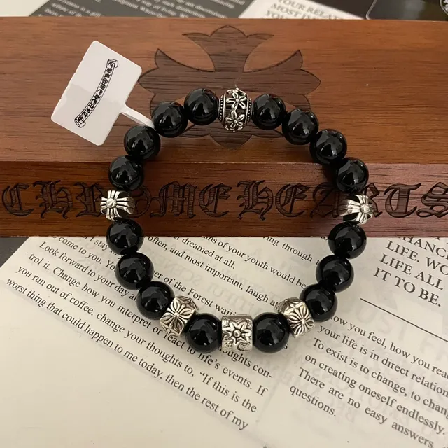 Chrome Hearts फ्लोरल क्रॉस मोती कलाई का हार 6