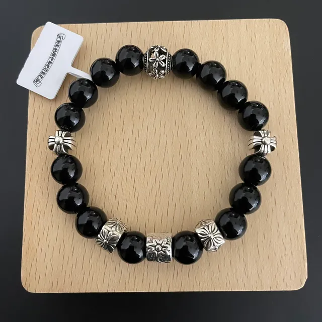 Chrome Hearts फ्लोरल क्रॉस मोती कलाई का हार 7