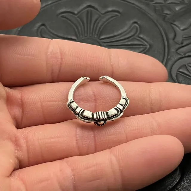 Chrome Hearts Floral Cross Oxidized Silver Adjustable Ring 4