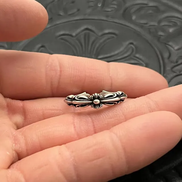Chrome Hearts Floral Cross Oxidized Silver Adjustable Ring 5