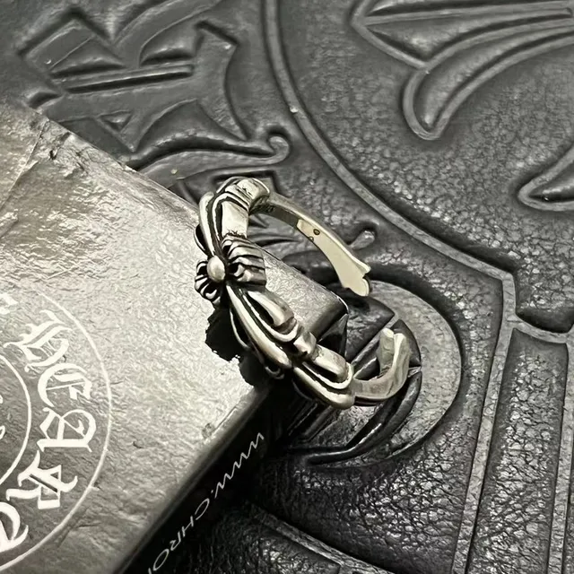 Chrome Hearts Floral Cross Oxidized Silver Adjustable Ring 6