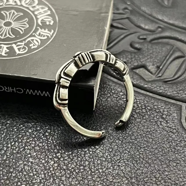 Chrome Hearts Floral Cross Oxidized Silver Adjustable Ring 7