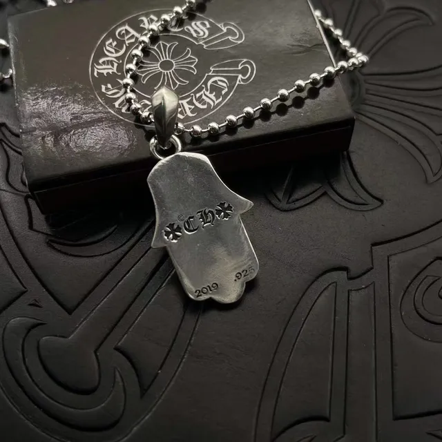 Chrome Hearts Hamsa Eye prata preto pingente mão corrente bola colar 3