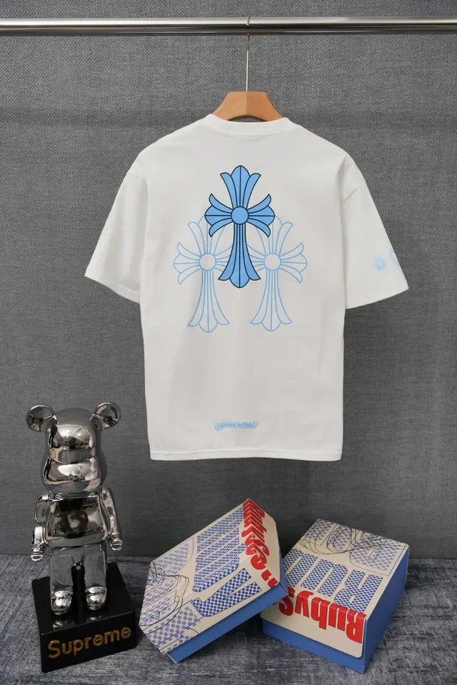 Chrome Hearts Pocket Tee White Blue Embroidered Logo T-Shirt 4