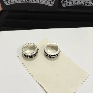 Chrome Hearts Rotating Band Ring Silver Black Enamel Inlay Ring