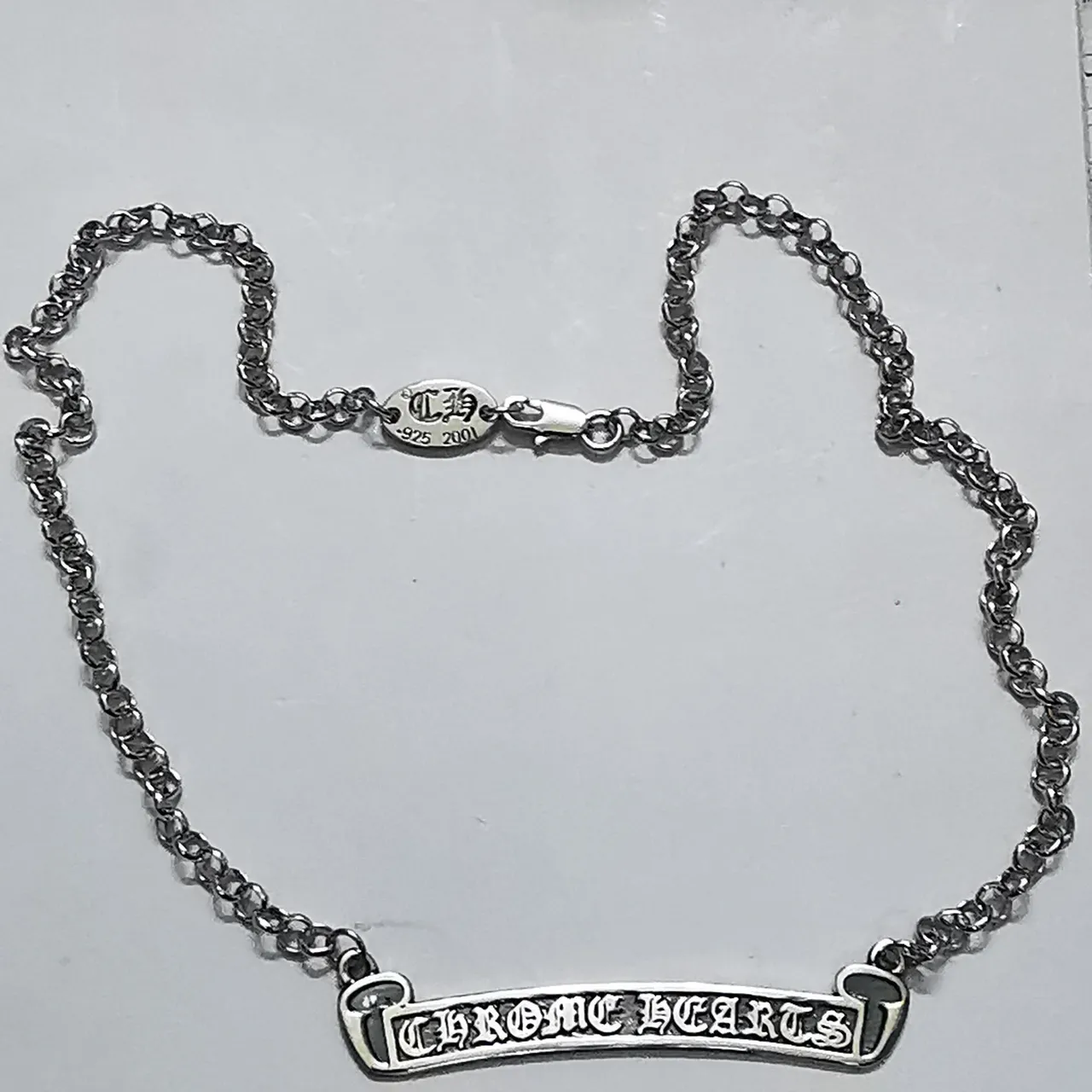 Chrome Hearts barra scroll collar plata colgante letra gótico collar 3