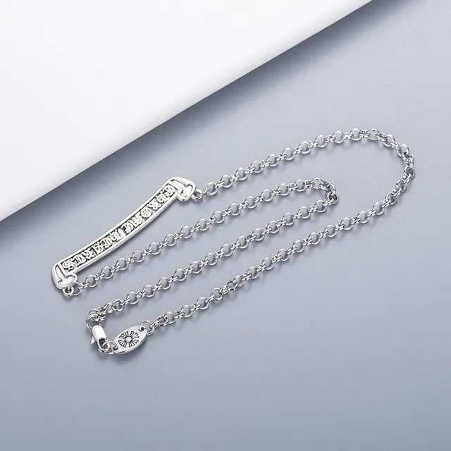 Chrome Hearts barra scroll collar plata colgante letra gótico collar 6