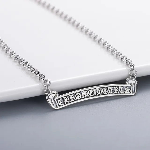 Chrome Hearts barra scroll collar plata colgante letra gótico collar 7